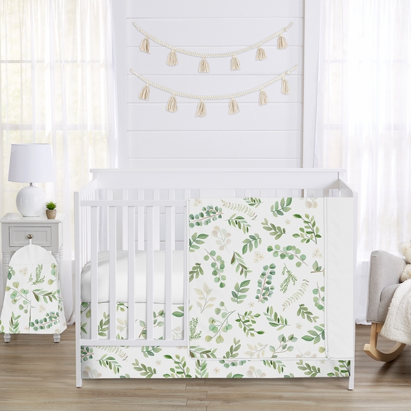 Sweet Jojo Designs Botanical Floral Leaf Crib Bedding Set - 4 Piece, Green