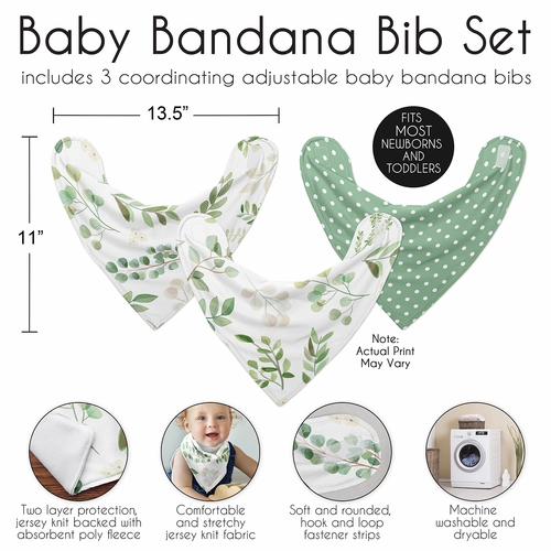 Botanical Collection Fabric Bandana Baby Bibs - 3 Pack Set - alt image 2