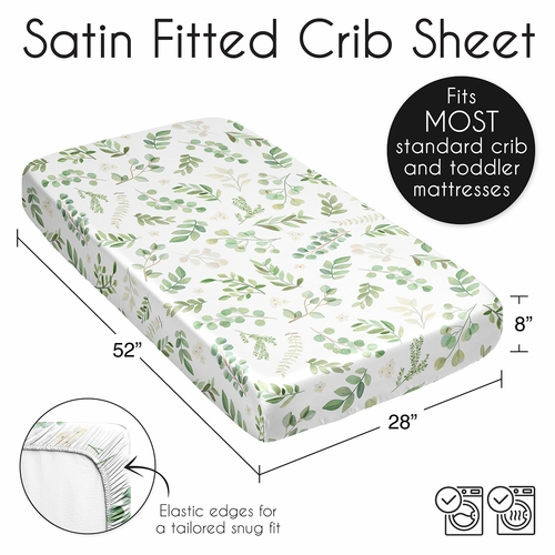 Botanical Collection Satin Fitted Crib Sheet - alt image 5
