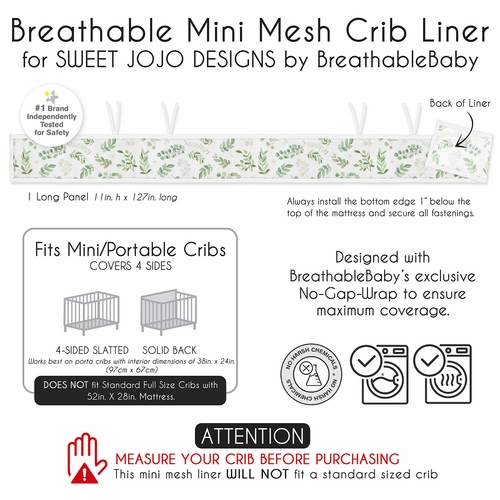 Botanical Collection Sweet Jojo Designs + BreathableBaby Breathable Mini Mesh Crib Liner Anti Bumper Pad - alt image 5