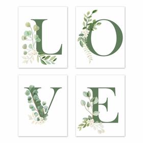 Botanical Collection Wall Art Prints - Set of 4 - Love