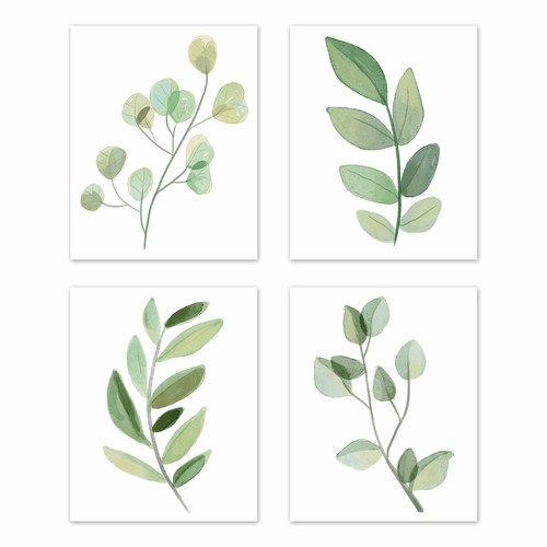 Botanical Collection Wall Art Prints - Set of 4 - Single Flower