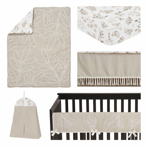 Botanical Leaf Linen Collection 5 Piece Crib Bedding - alt image 1