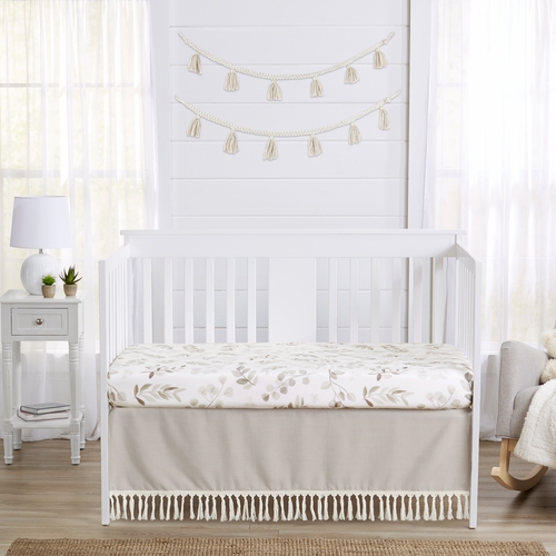 Botanical Leaf Linen Collection Crib Bed Skirt - alt image 2