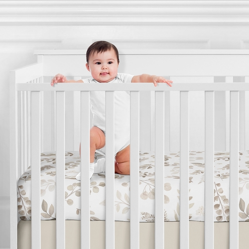 Botanical Leaf Linen Collection Crib Sheet - alt image 1