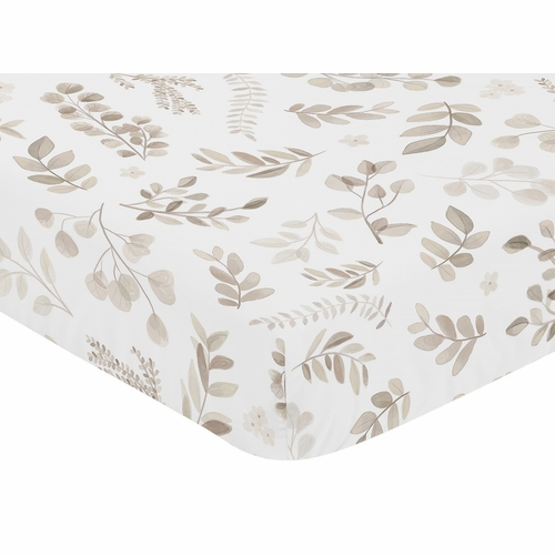Botanical Leaf Linen Collection Crib Sheet - alt image 2