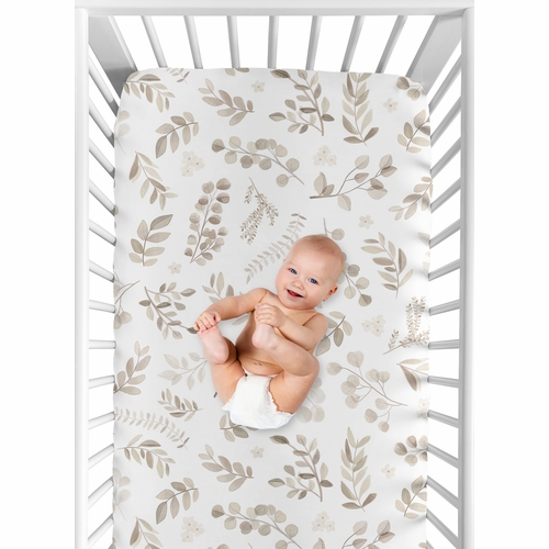 Botanical Leaf Linen Collection Crib Sheet - alt image 3
