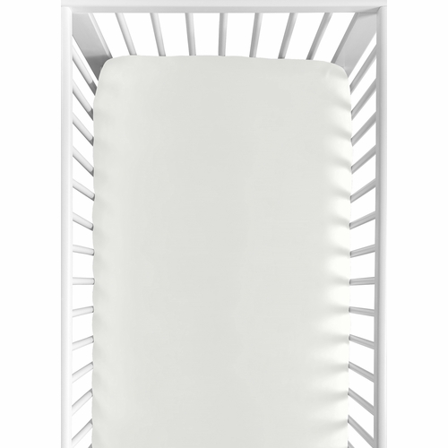 Botanical Leaf Linen Collection Crib Sheet - Solid Ivory