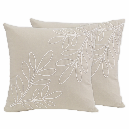 Botanical Leaf Linen Collection Decorative Accent Throw Pillows - Set of 2