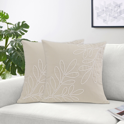 Botanical Leaf Linen Collection Decorative Accent Throw Pillows - Set of 2 - alt image 1