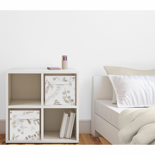 Botanical Leaf Linen Collection Foldable Fabric Storage Bins - alt image 1