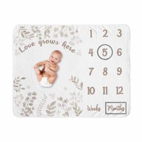 Botanical Leaf Linen Collection Monthly Milestone Baby Blanket