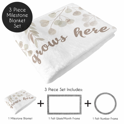 Botanical Leaf Linen Collection Monthly Milestone Baby Blanket - alt image 1