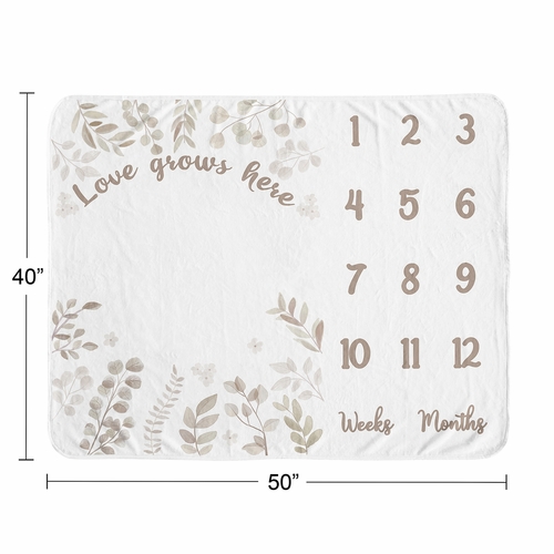 Botanical Leaf Linen Collection Monthly Milestone Baby Blanket - alt image 3
