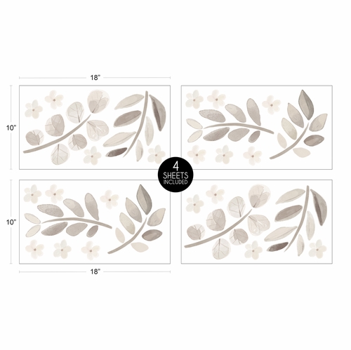 Botanical Leaf Linen Collection Peel and Stick Wall Decal Stickers - Set of 4 Sheets - alt image 3
