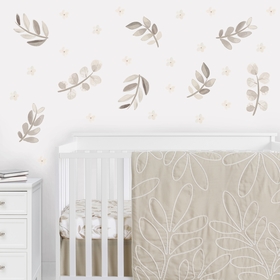 Botanical Leaf Linen Collection Peel and Stick Wall Decal Stickers - Set of 4 Sheets