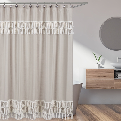 Botanical Leaf Linen Collection Shower Curtain - alt image 1
