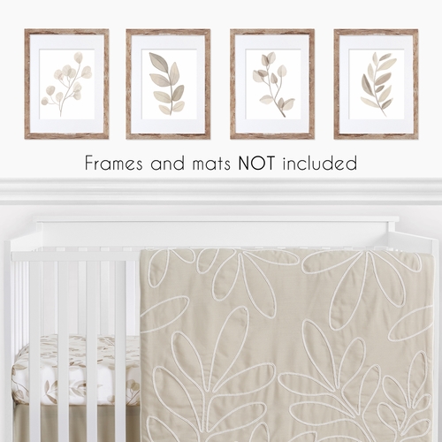 Botanical Leaf Linen Collection Wall Art Prints - Set of 4 - Single Flower - alt image 1