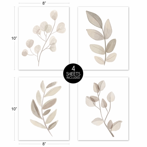 Botanical Leaf Linen Collection Wall Art Prints - Set of 4 - Single Flower - alt image 4