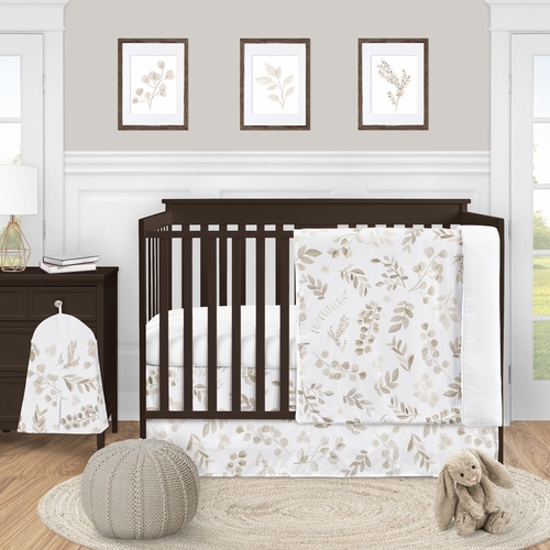 Botanical Taupe Collection 4 Piece Crib Bedding
