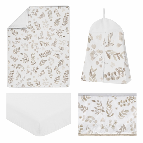 Botanical Taupe Collection 4 Piece Crib Bedding - alt image 1