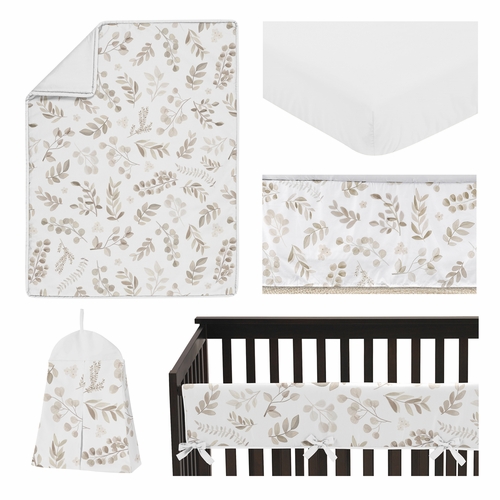 Botanical Taupe Collection 5 Piece Crib Bedding - alt image 1