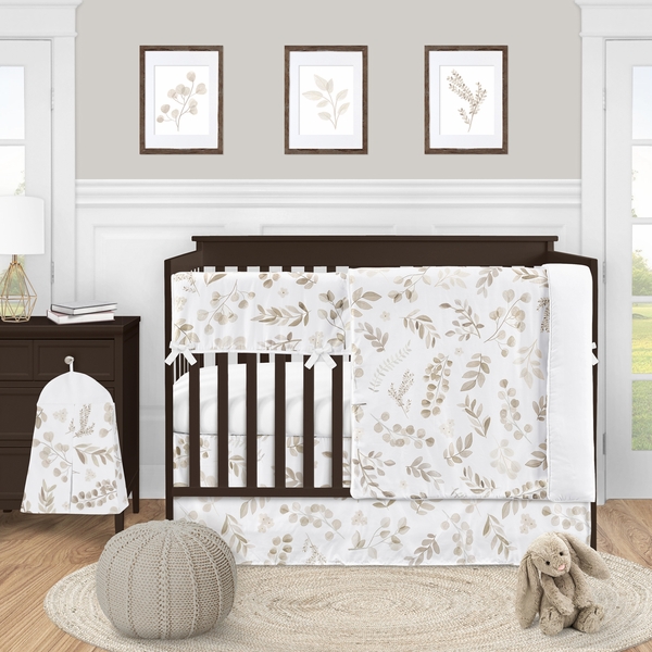 Botanical Taupe Collection 5 Piece Crib Bedding