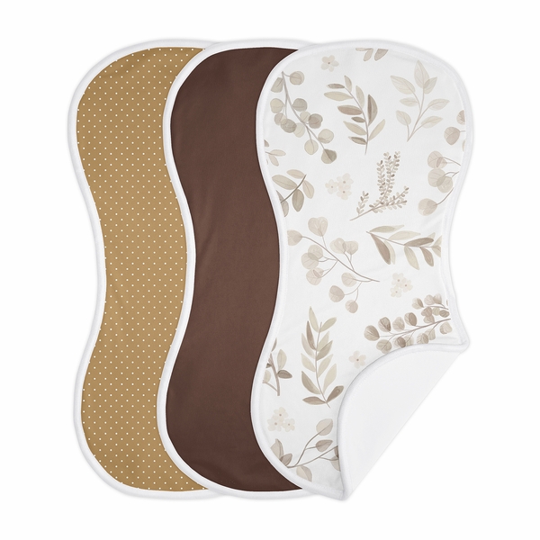 Botanical Taupe Collection Absorbent Burp Cloths 3 Pack Set