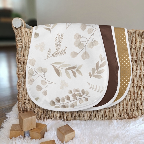 Botanical Taupe Collection Absorbent Burp Cloths - 3 Pack Set - alt image 2
