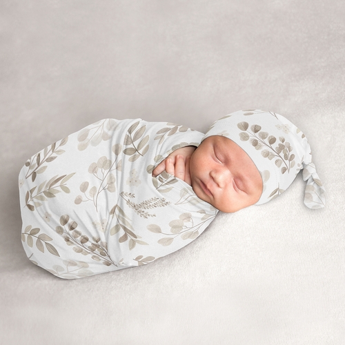 Botanical Taupe Collection Baby Cocoon and Beanie Hat - 2 Piece Set