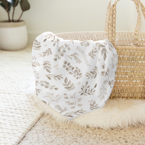 Botanical Taupe Collection Baby Swaddle Blanket - alt image 3