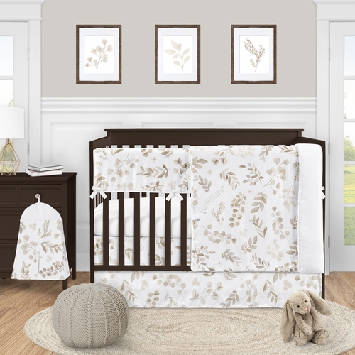 Botanical Taupe Collection Crib Bed Skirt - alt image 1