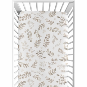 Botanical Taupe Collection Crib Sheet
