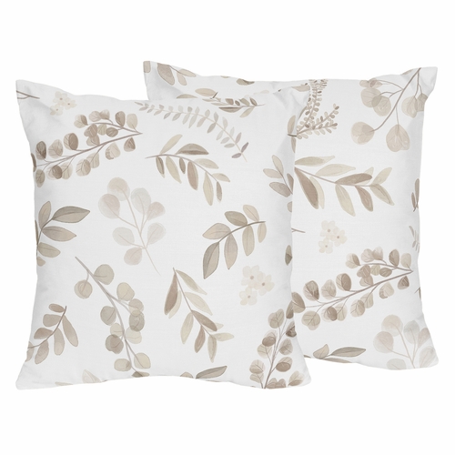 Botanical Taupe Collection Decorative Accent Throw Pillows - Set of 2
