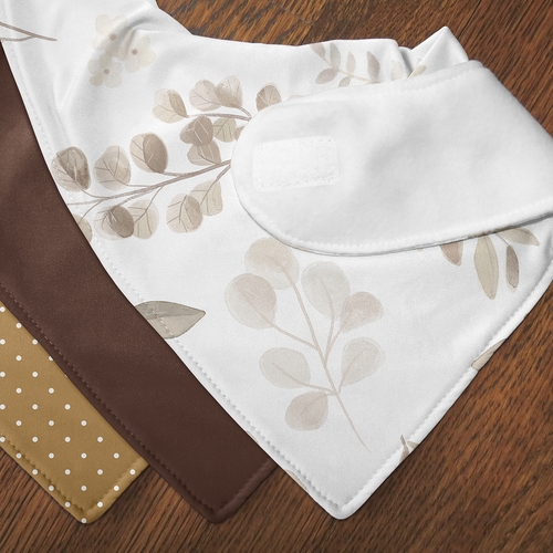 Botanical Taupe Collection Fabric Bandana Baby Bibs - 3 Pack Set - alt image 4