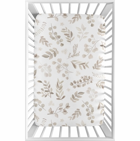 Botanical Taupe Collection Mini Crib Sheet