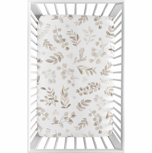 Botanical Taupe Collection Mini Crib Sheet
