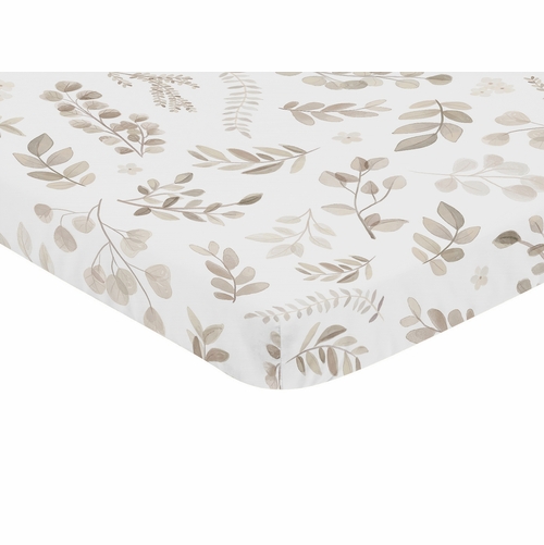 Botanical Taupe Collection Mini Crib Sheet - alt image 1