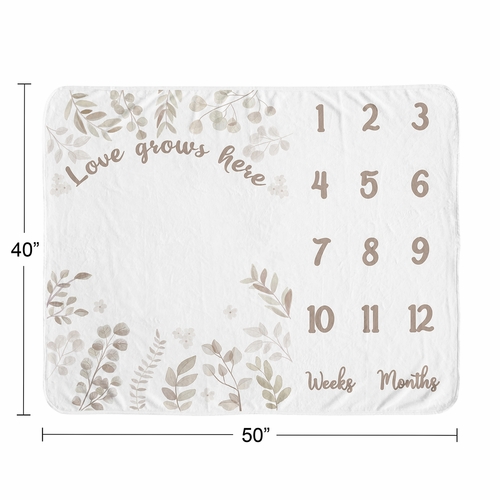 Botanical Taupe Collection Monthly Milestone Baby Blanket - alt image 3