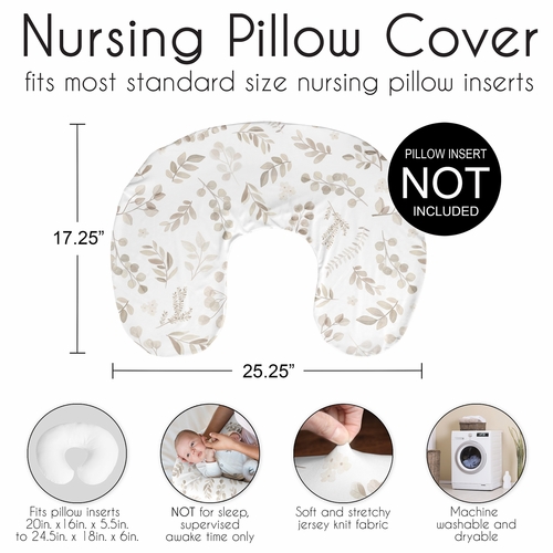 Botanical Taupe Collection Nursing Breastfeeding Pillow Cover - alt image 5