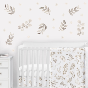 Botanical Taupe Collection Peel and Stick Wall Decal Stickers - Set of 4 Sheets