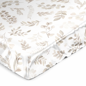 Botanical Taupe Collection Satin Fitted Crib Sheet