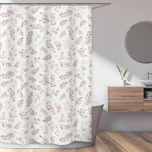 Botanical Taupe Collection Shower Curtain - alt image 1