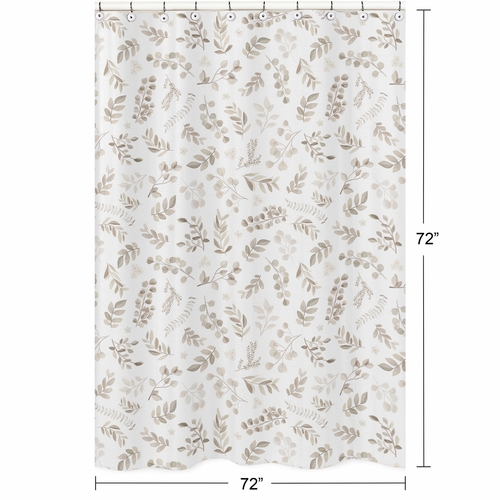 Botanical Taupe Collection Shower Curtain - alt image 4