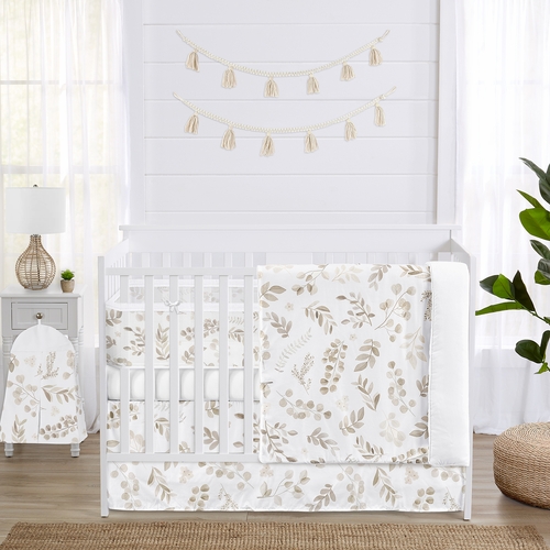 Botanical Taupe Collection Sweet Jojo Designs 6 Piece Crib Bedding + BreathableBaby Breathable Mesh Liner