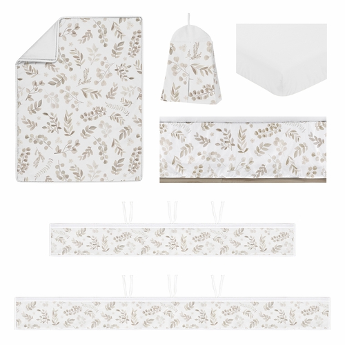 Botanical Taupe Collection Sweet Jojo Designs 6 Piece Crib Bedding + BreathableBaby Breathable Mesh Liner - alt image 1