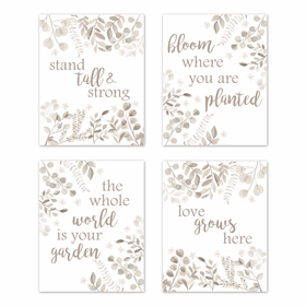 Botanical Taupe Collection Wall Art Prints - Set of 4
