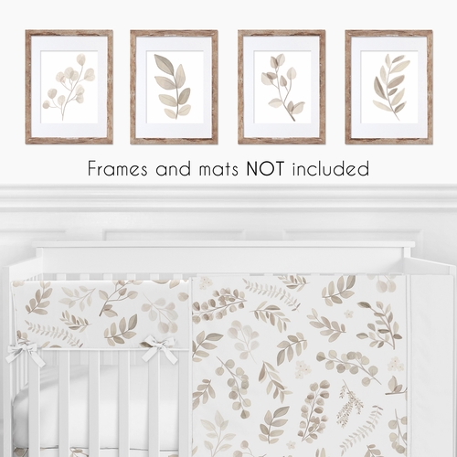 Botanical Taupe Collection Wall Art Prints - Set of 4 - Single Flower - alt image 1