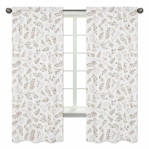 Botanical Taupe Collection Window Panels - Set of 2