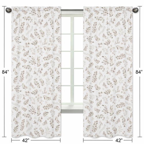 Botanical Taupe Collection Window Panels - Set of 2 - alt image 4